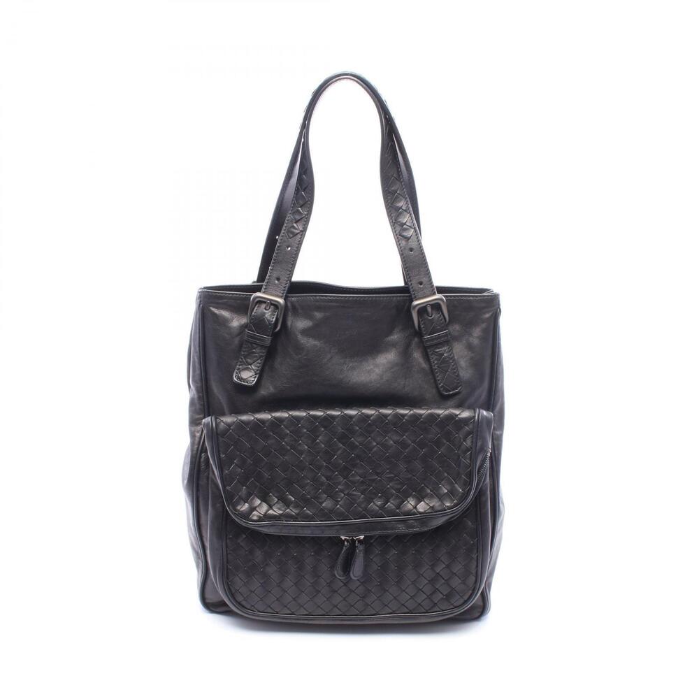 Bottega Veneta Intrecciato Tote Bag Lambskin Leather Black